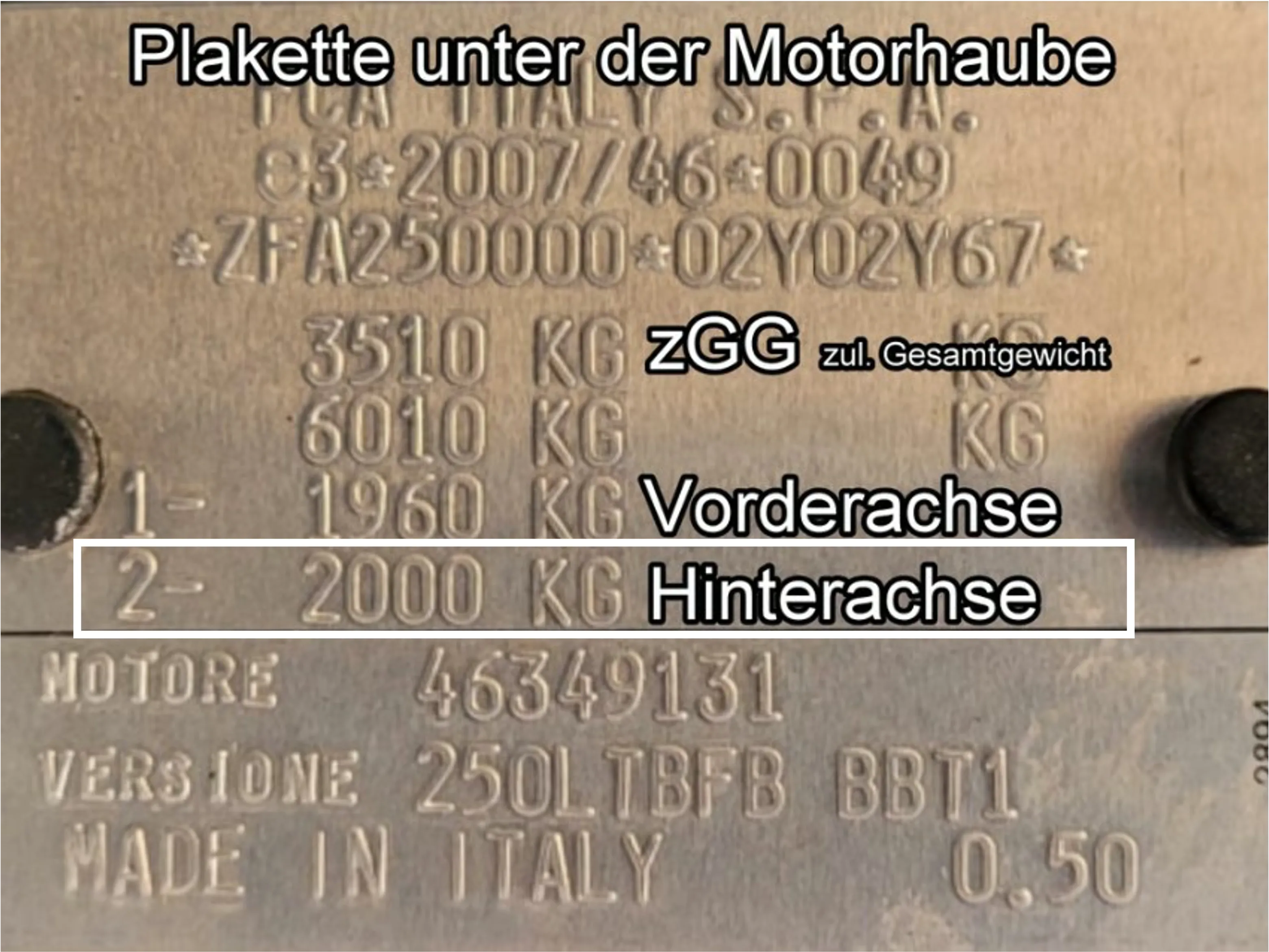 Beispielbild: zulässige Hinterachslast 2-HA finden